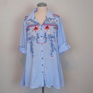 Coldwater Creek Embroidered Blouse Size PM